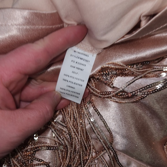 maniju Mini dress Asym,Rose Gold Beaded Fringe Nashville Flapper Homecoming Sz M - Picture 8 of 8